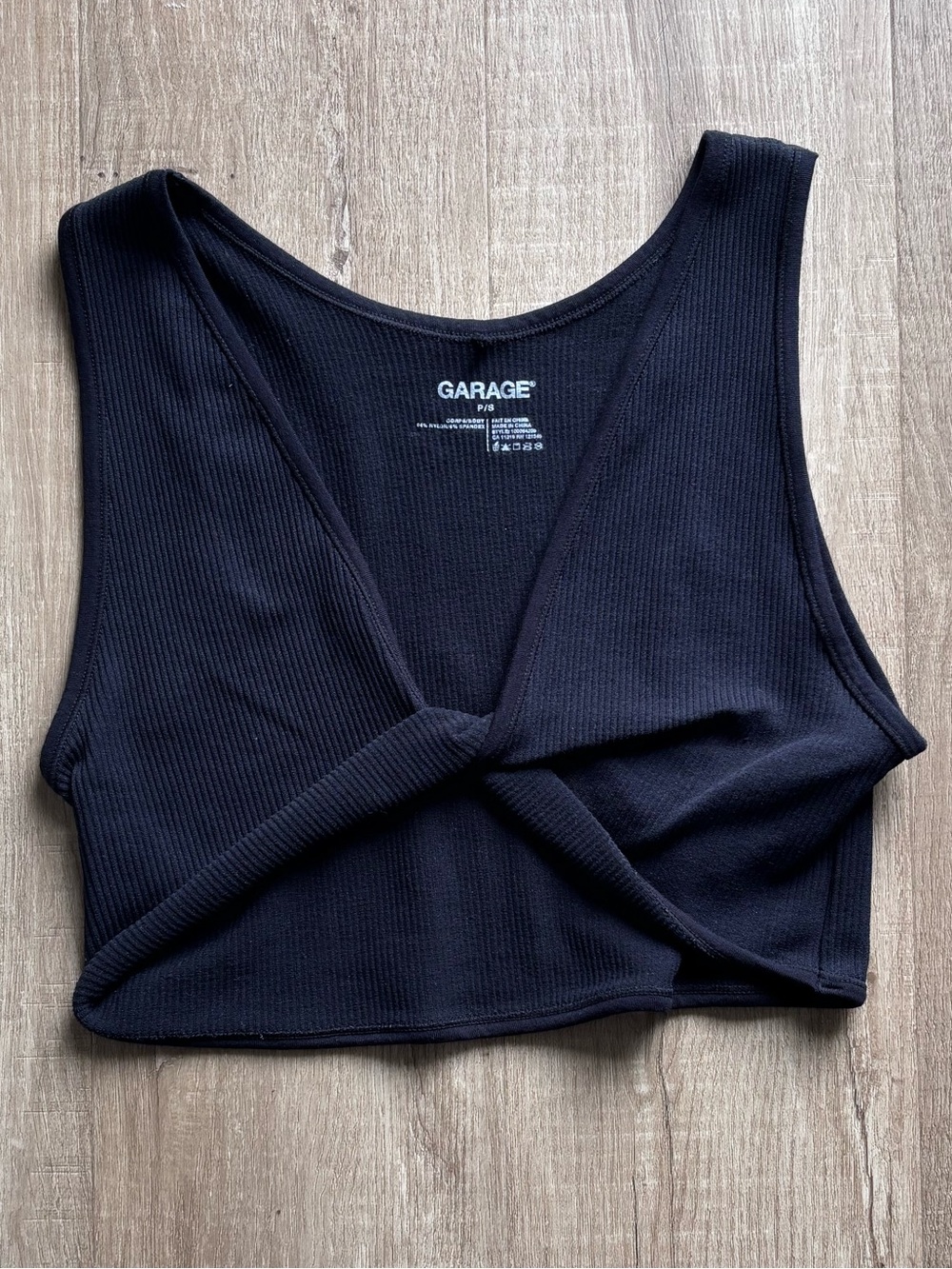 Garage Ribbed Black Twist Tank Top